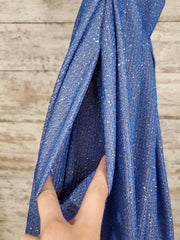 BLUE SPARKLY A LINE GOWN