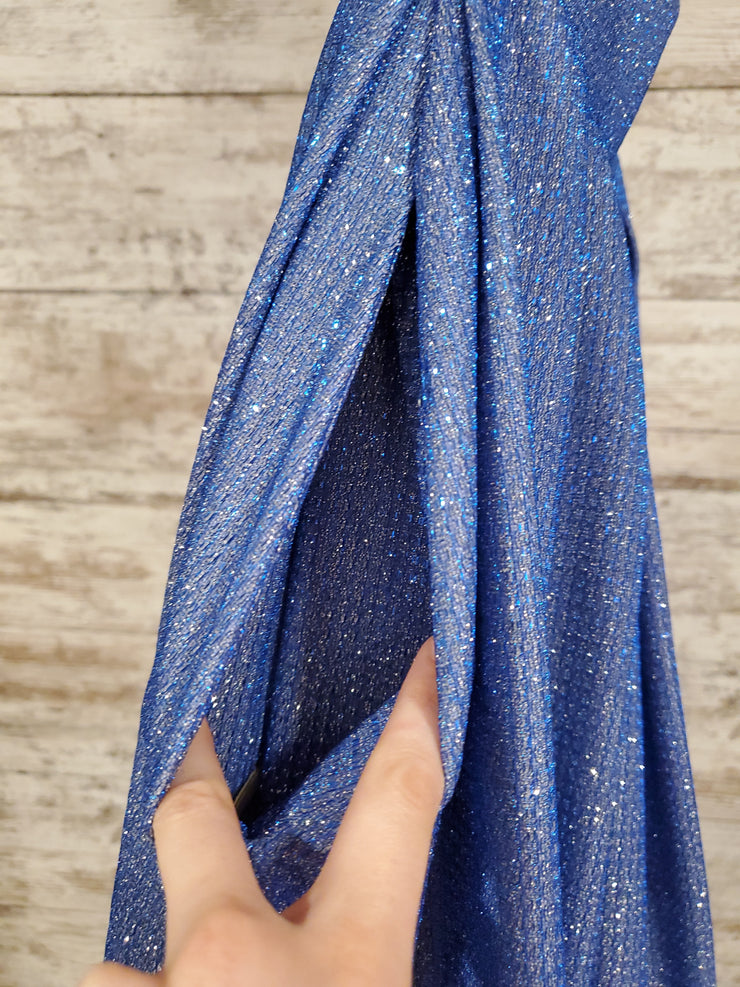 BLUE SPARKLY A LINE GOWN