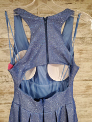 BLUE SPARKLY A LINE GOWN