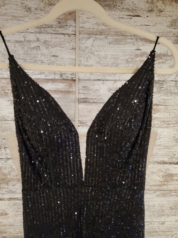 BLACK SPARKLY LONG EVENING GOW