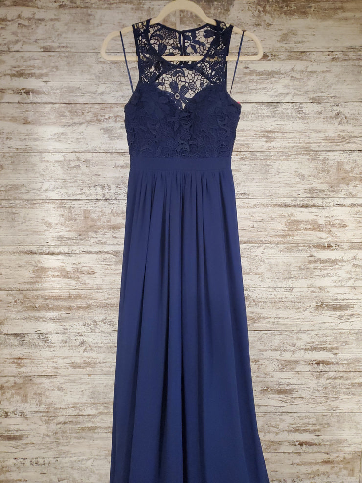 NAVY LONG EVENING GOWN