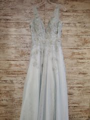 BLUE/FLORAL A LINE GOWN