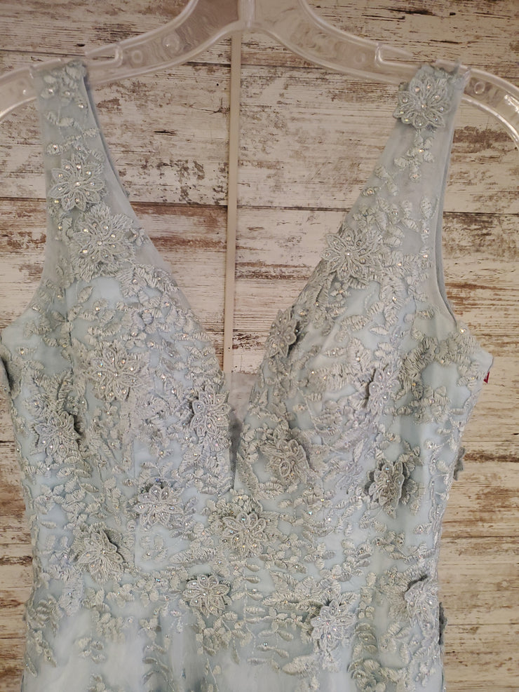 BLUE/FLORAL A LINE GOWN