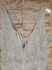 BLUE/FLORAL A LINE GOWN