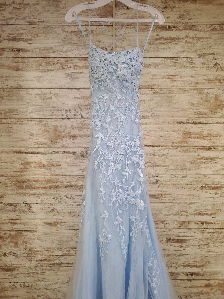 BLUE/FLORAL A LINE GOWN