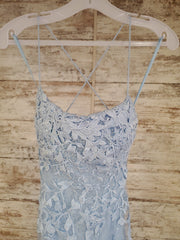 BLUE/FLORAL A LINE GOWN