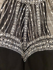 BLACK/SILVER LONG EVENING GOWN