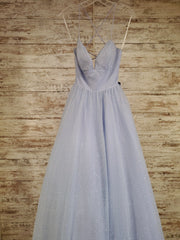 BLUE SPARKLY A LINE GOWN