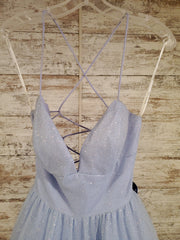 BLUE SPARKLY A LINE GOWN