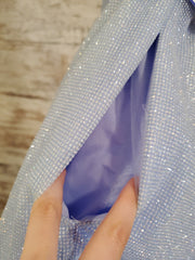 BLUE SPARKLY A LINE GOWN