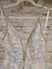 BLUE/IVORY A LINE GOWN