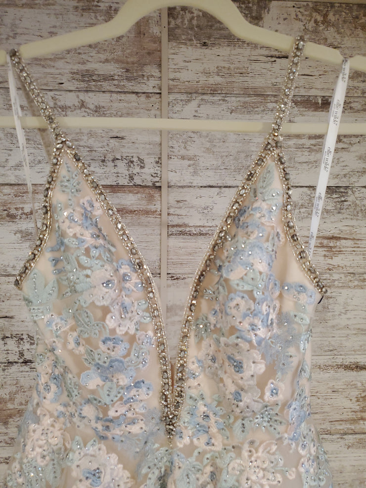 BLUE/IVORY A LINE GOWN