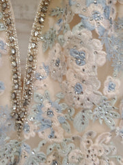 BLUE/IVORY A LINE GOWN