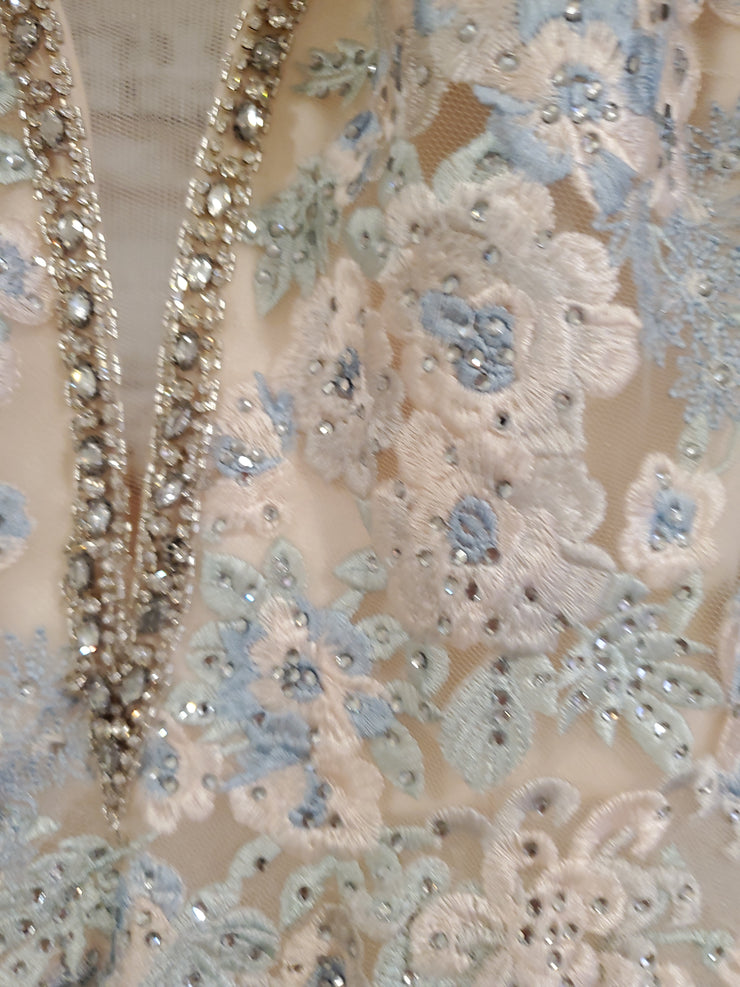 BLUE/IVORY A LINE GOWN