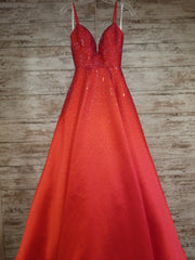 RED BEADED A LINE GOWN