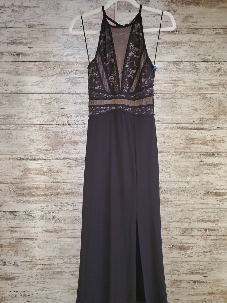 BLACK/TAN LONG EVENING GOWN