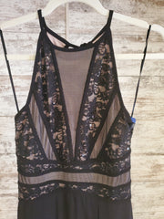 BLACK/TAN LONG EVENING GOWN