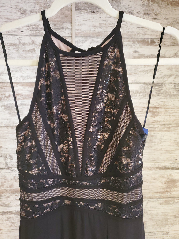 BLACK/TAN LONG EVENING GOWN
