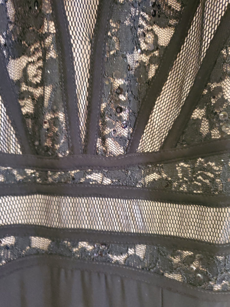 BLACK/TAN LONG EVENING GOWN