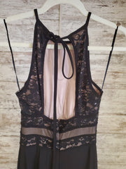 BLACK/TAN LONG EVENING GOWN