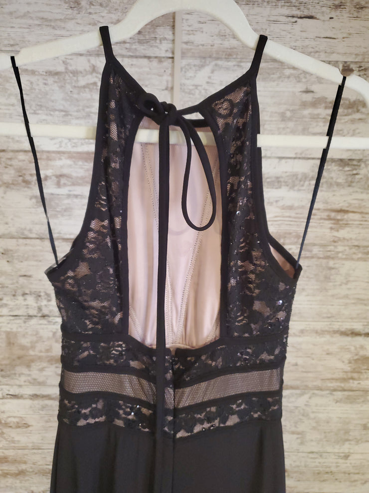 BLACK/TAN LONG EVENING GOWN