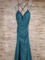 GREEN SPARKLY LONG EVENING GOW
