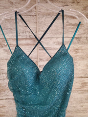 GREEN SPARKLY LONG EVENING GOW