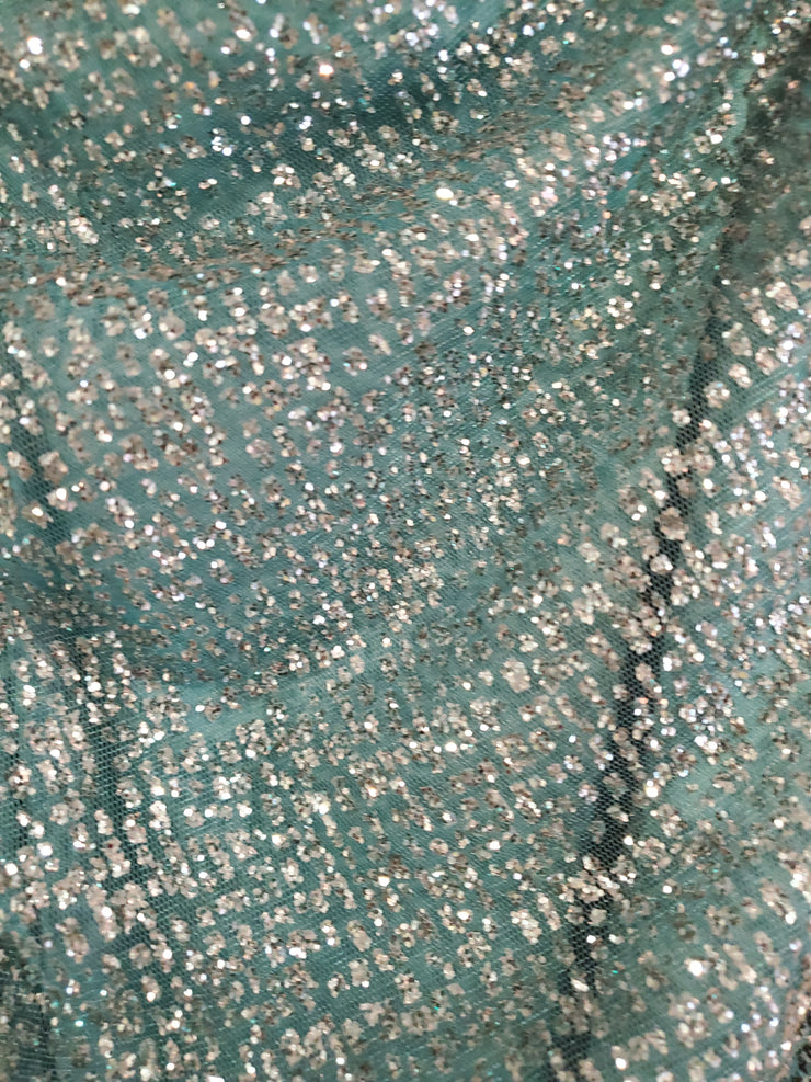 GREEN SPARKLY LONG EVENING GOW