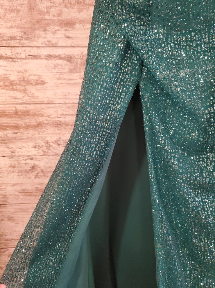 GREEN SPARKLY LONG EVENING GOW