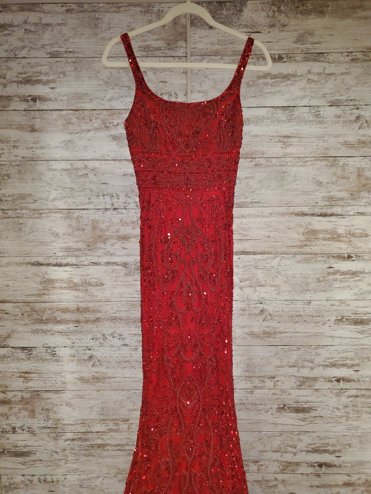 RED FULL BEADED LONG DRESS