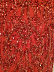 RED FULL BEADED LONG DRESS
