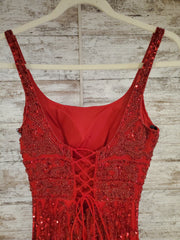 RED FULL BEADED LONG DRESS