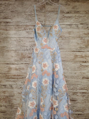 BLUE/FLORAL A LINE GOWN
