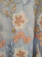 BLUE/FLORAL A LINE GOWN