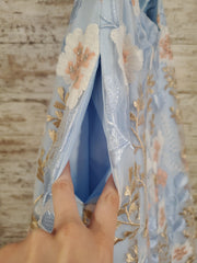 BLUE/FLORAL A LINE GOWN