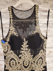 BLACK/GOLD LONG EVENING GOWN