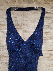 NAVY SEQUIN LONG DRESS