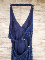 NAVY SEQUIN LONG DRESS