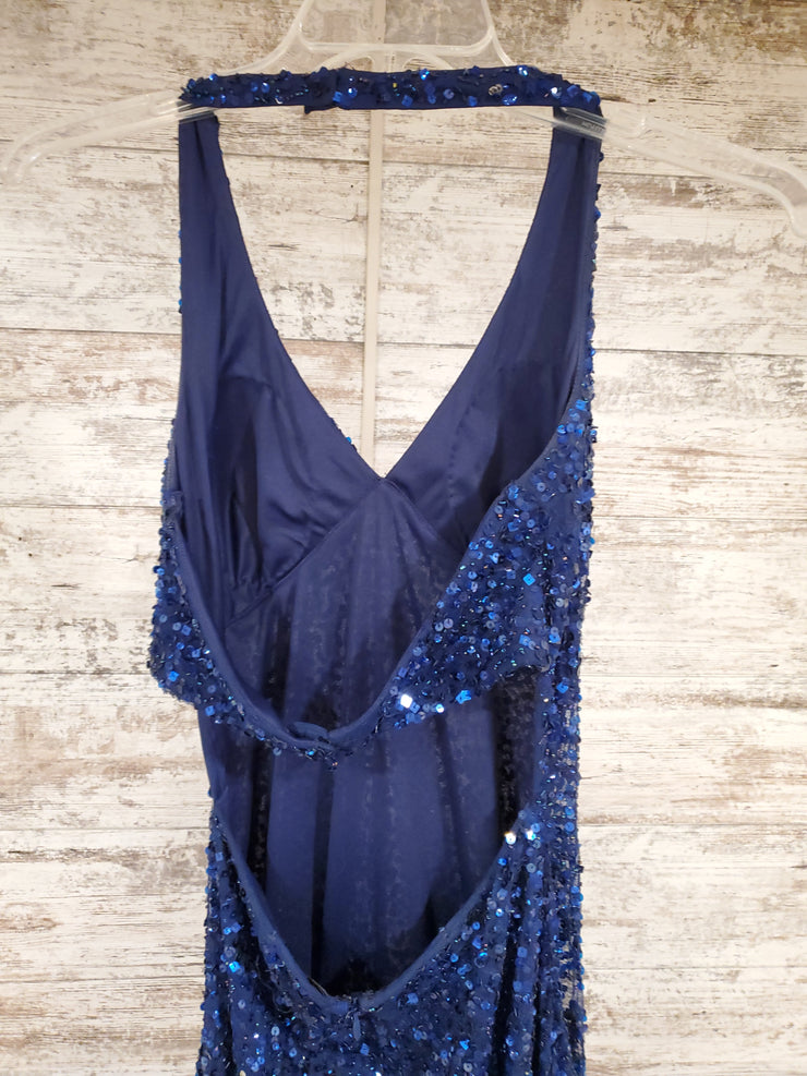 NAVY SEQUIN LONG DRESS