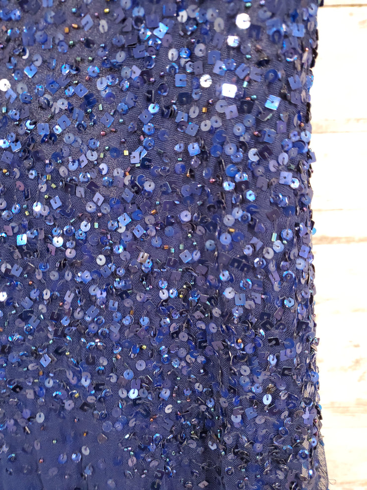 NAVY SEQUIN LONG DRESS