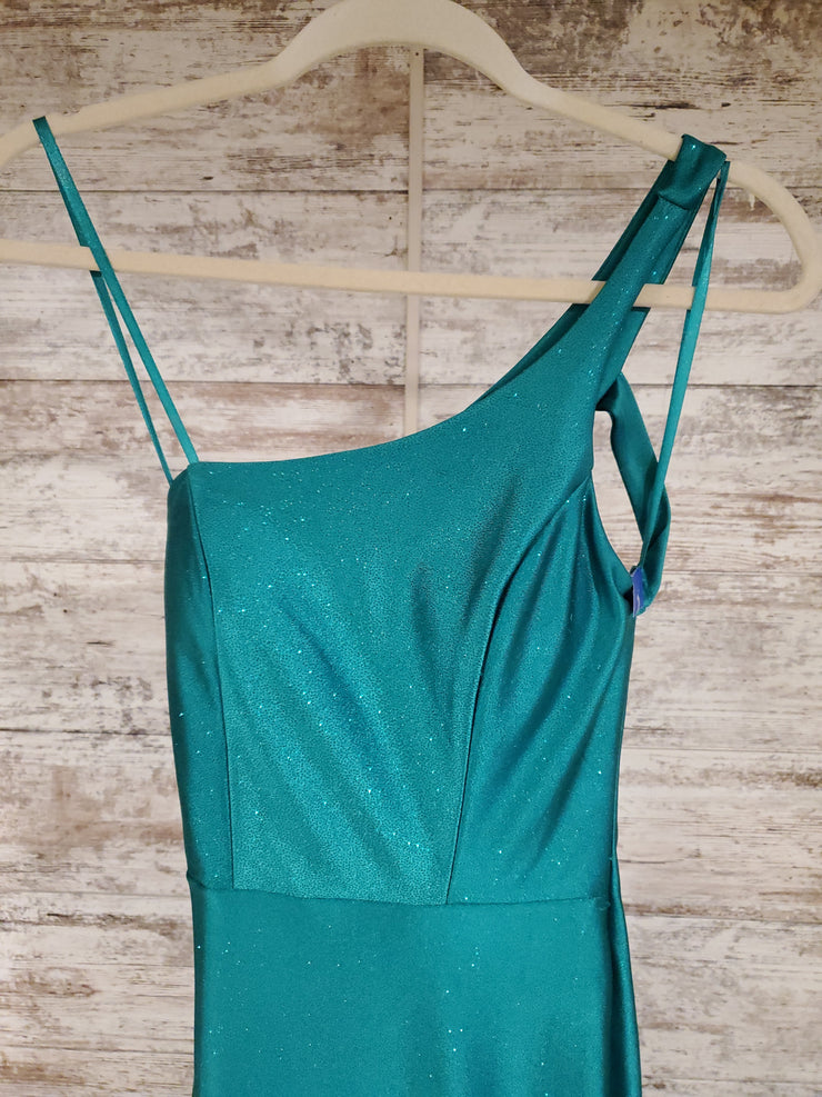 GREEN SPARKLY LONG DRESS