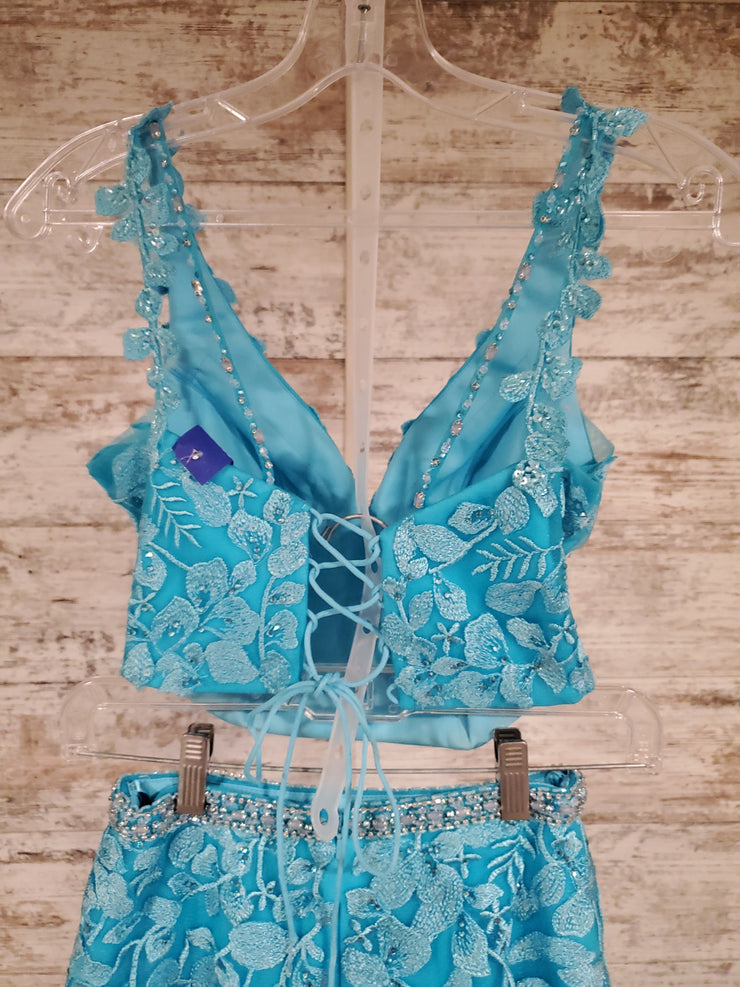 BLUE 2 PC. MERMAID GOWN SET