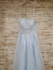 BLUE/FLORAL A LINE GOWN