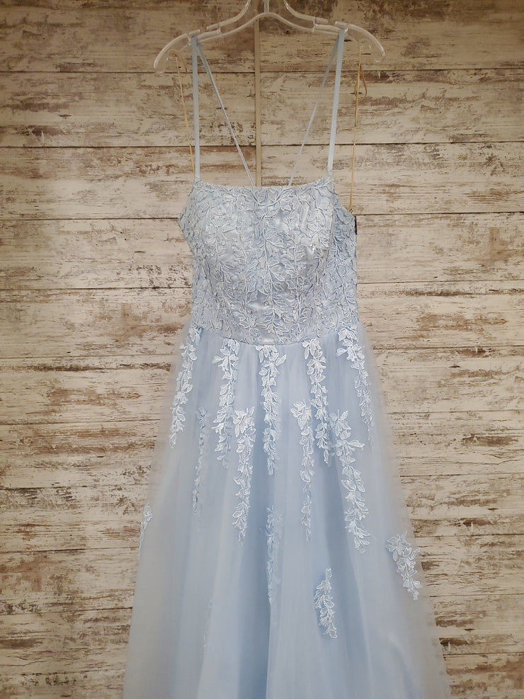 BLUE/FLORAL A LINE GOWN