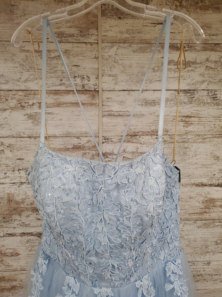 BLUE/FLORAL A LINE GOWN