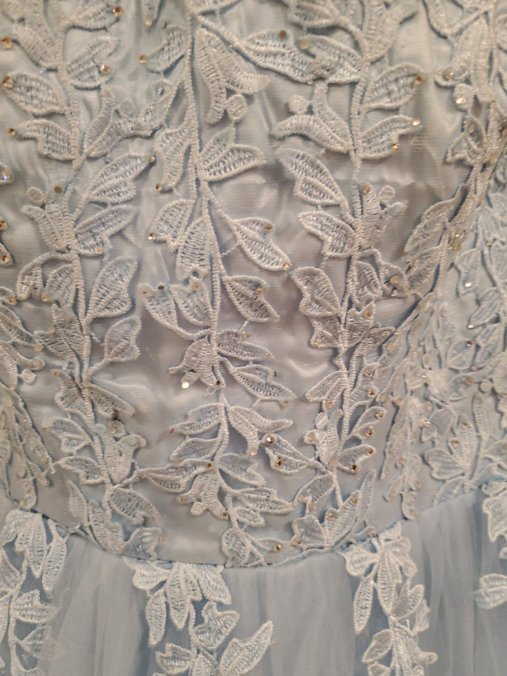 BLUE/FLORAL A LINE GOWN