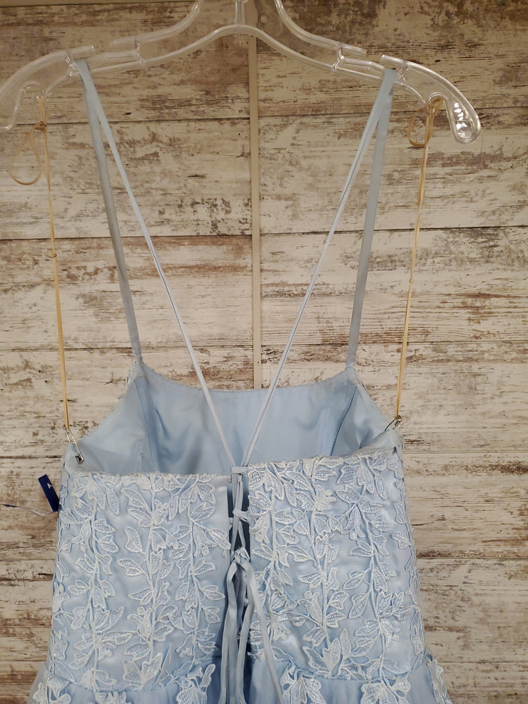 BLUE/FLORAL A LINE GOWN