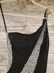 BLACK/WHITE BEADED LONG DRESS