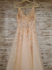PEACH FLORAL A LINE GOWN