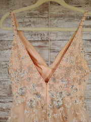 PEACH FLORAL A LINE GOWN